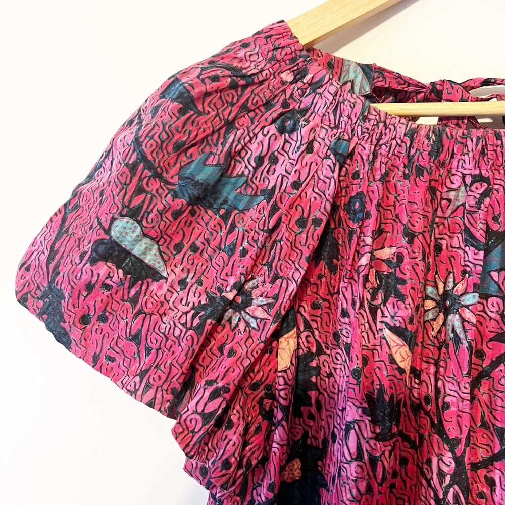 Ulla Johnson Flo Snapdragon Floral Puff Sleeve Tie Back Top Size 6 - Picture 4 of 9